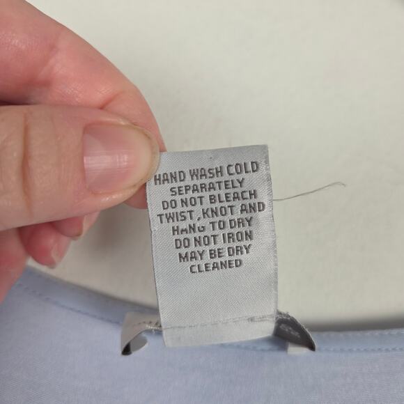 Soft Surroundings Light Blue Chiffon Crinkle Ruffle Blouse Size 1X Ethreal Airy - Picture 7 of 7